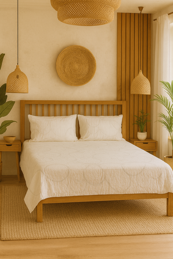 Bedsy CelesteRing Hotel White Stripe Bedsheet, king size 96×109 inches, 300 thread count cotton satin, with matching pillowcases, breathable and elegant.