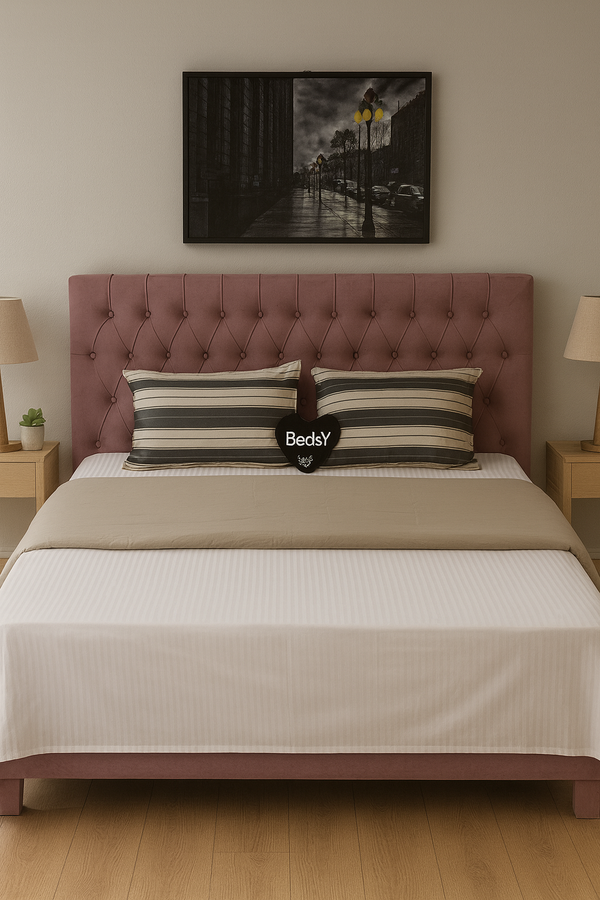 Close-up of 300TC brown duvet cover with cotton satin finish – premium texture